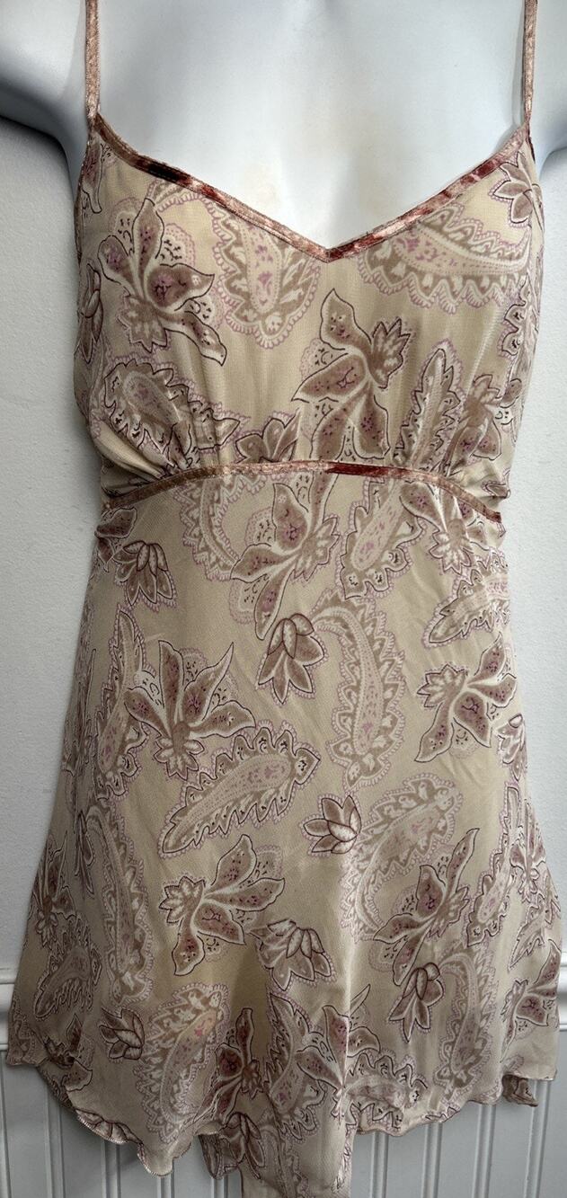 Feminine Floral Y2K Babydoll Cami Top XL Fairy Coquette Dainty Pink